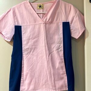 Women’s small black star scrub top